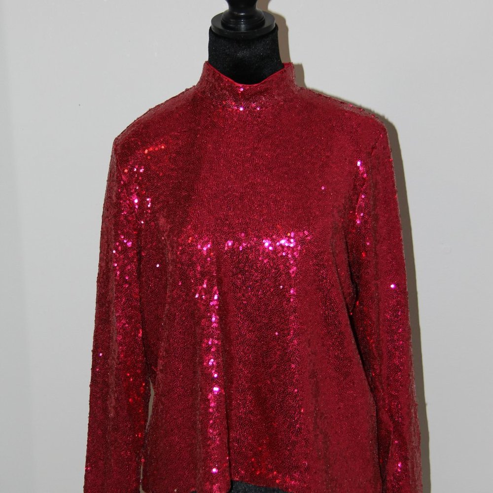 ELOQUII Pink Sequin mock neck top Women’s 14/16 - great for Valentine's Day!